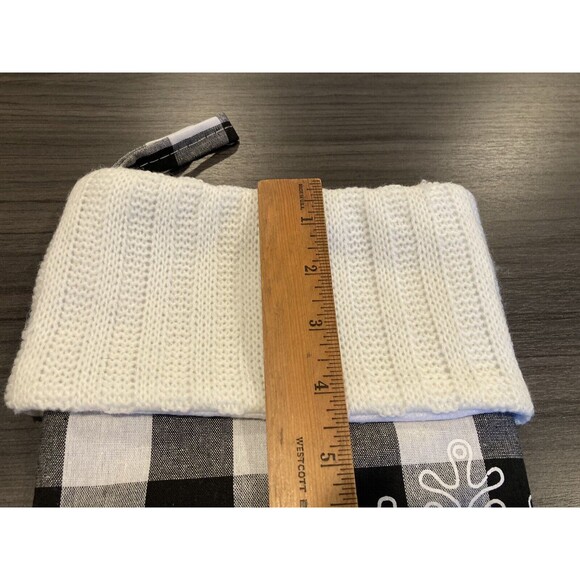 Christmas Stockings Black White Buffalo Check Farmhouse Cable knit Cuff no tags - Picture 3 of 7